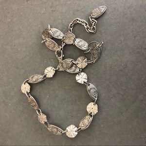 Vintage Silver Tone Chain Style Decor Clasp Belt